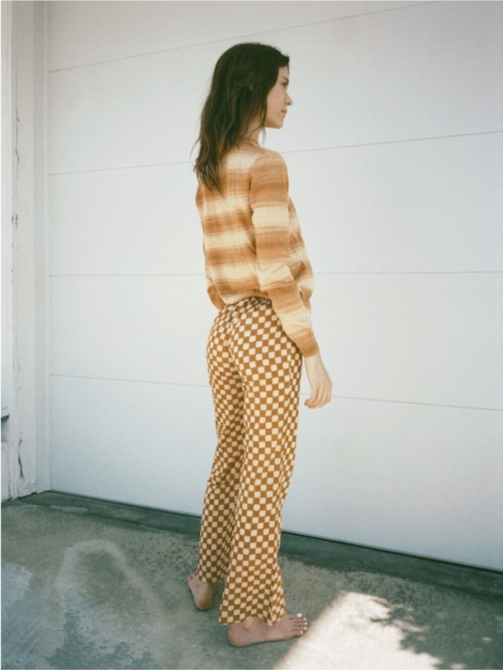 Gimaguas Jacaranda Beige Orange Yellow Striped loose knit Jumper Sweater crew S - Picture 2 of 10